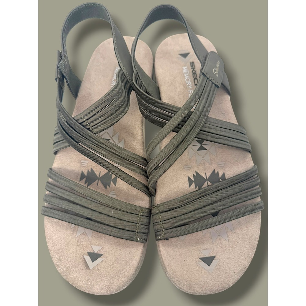 Skechers Memory Foam Olive Green Strappy Comfort Sandals NWOT Size 10 - Picture 4 of 10